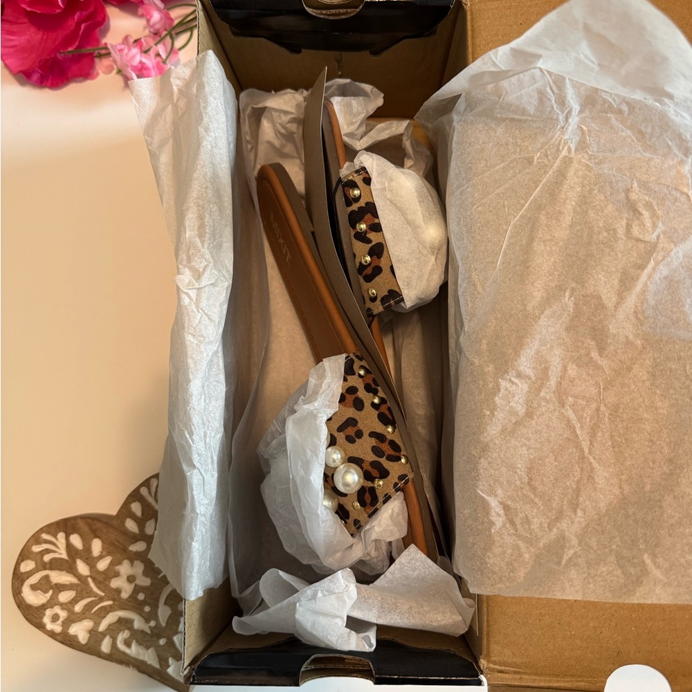 Mixit Brown and White Sandals with Rhinestone Elegance - Picture 3 of 3